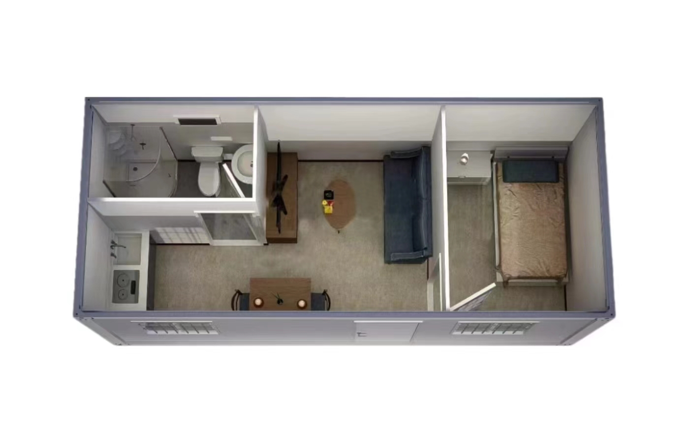 خانه کانتینری ثابت 20 فوتی سفارشی با پنجره از کف تا سقف خانه کانتینری ثابت 20 فوتی سفارشی با پنجره از کف تا سقف